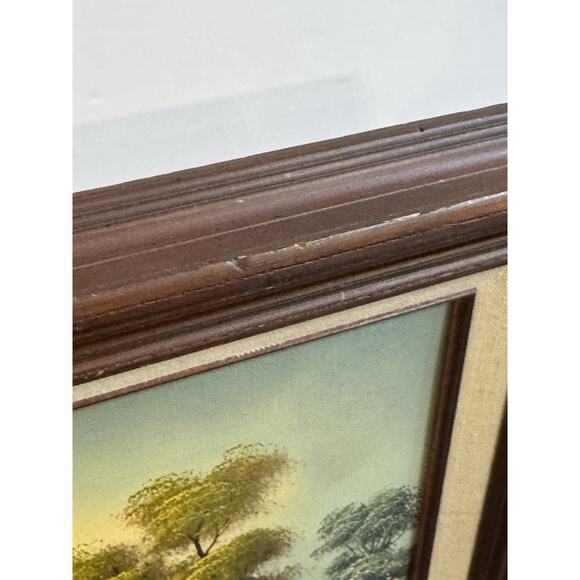 Vintage C. Cushman Original Oil Painting Signed Tree Boat Lake Landscape - Picture 9 of 16